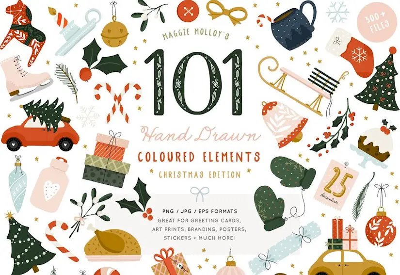 101 festive colour elements eps png