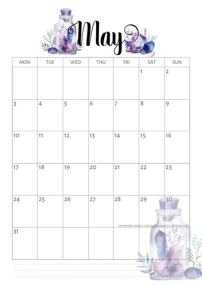 View Free Printable Calendar May 2021 Pdf PNG
