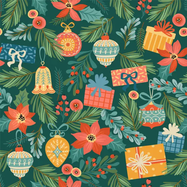 christmas happy new year seamless pattern trendy retro style_1015 1894