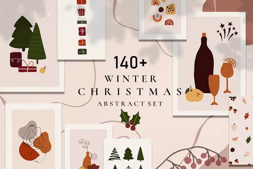 christmas winter abstract set
