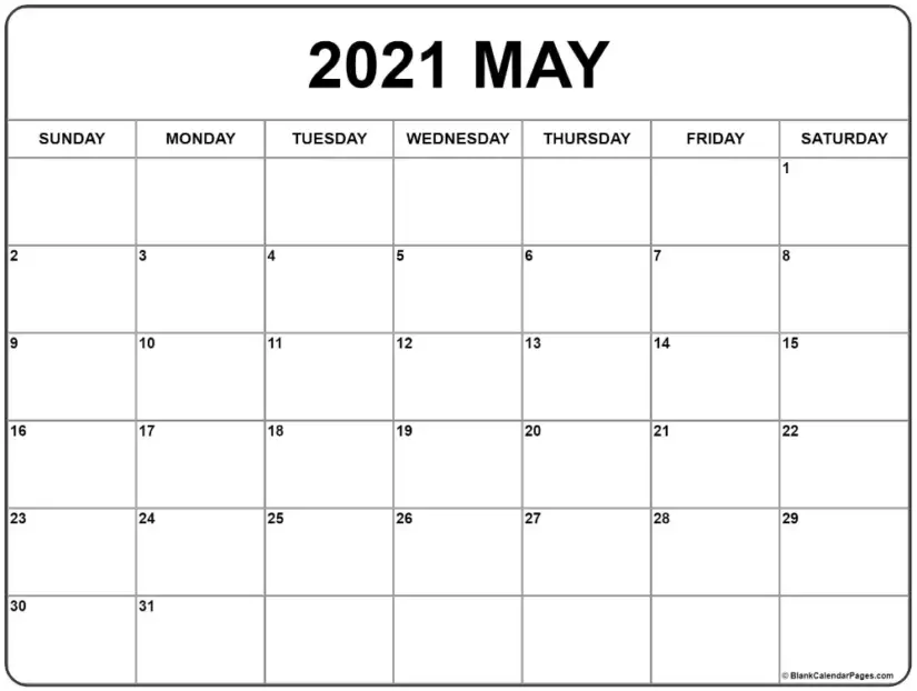 may 2021 calendar basic