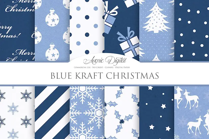 navy blue christmas digital paper