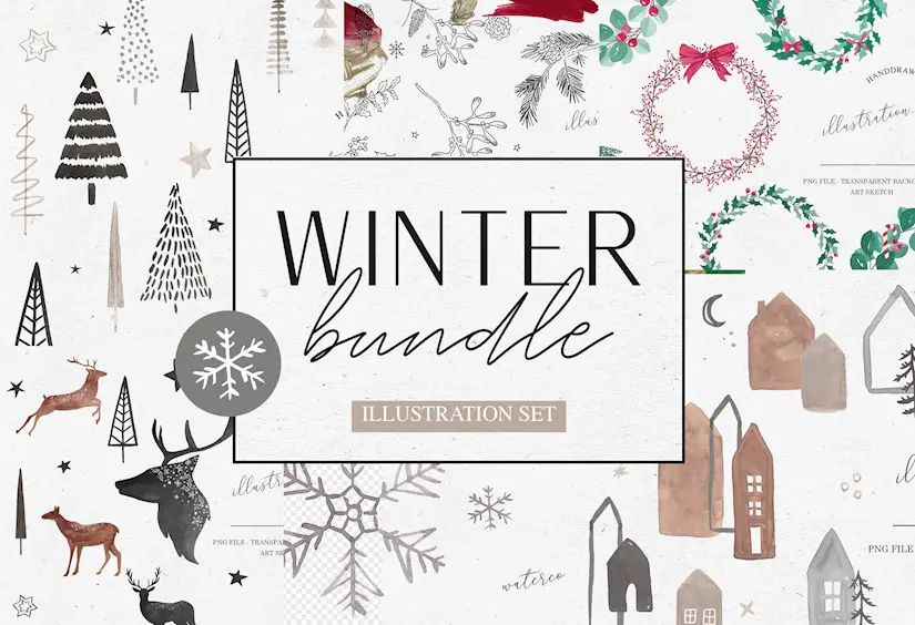 winter illustration set