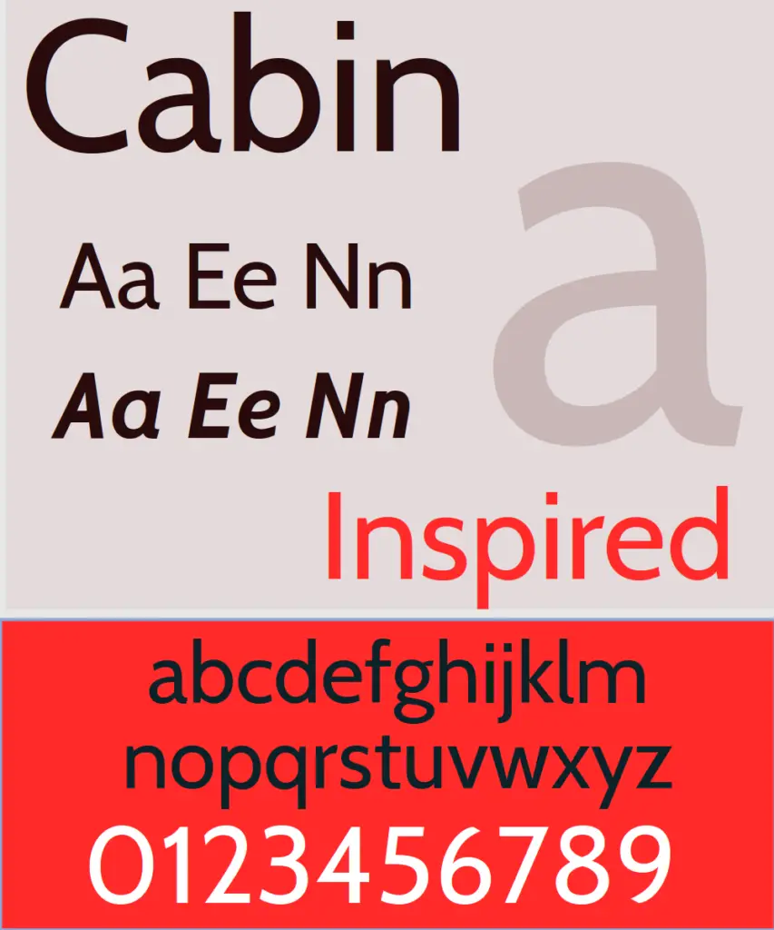 4 Cabin font plain