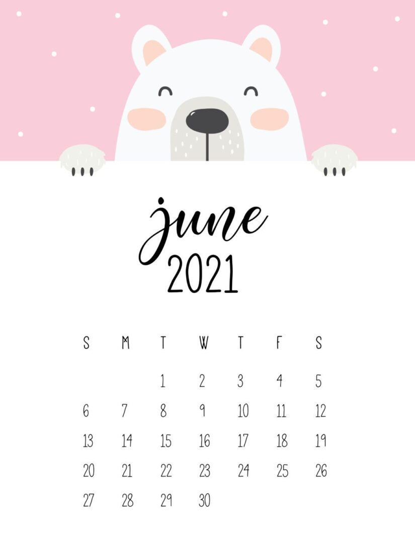 bear june 2021 calendar
