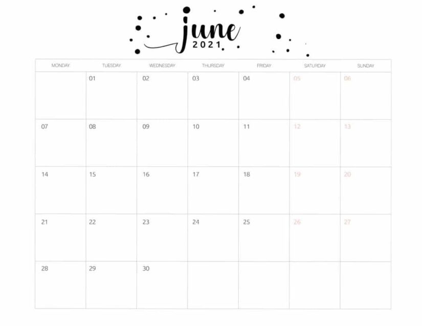 50 best printable june 2021 calendars with holidays