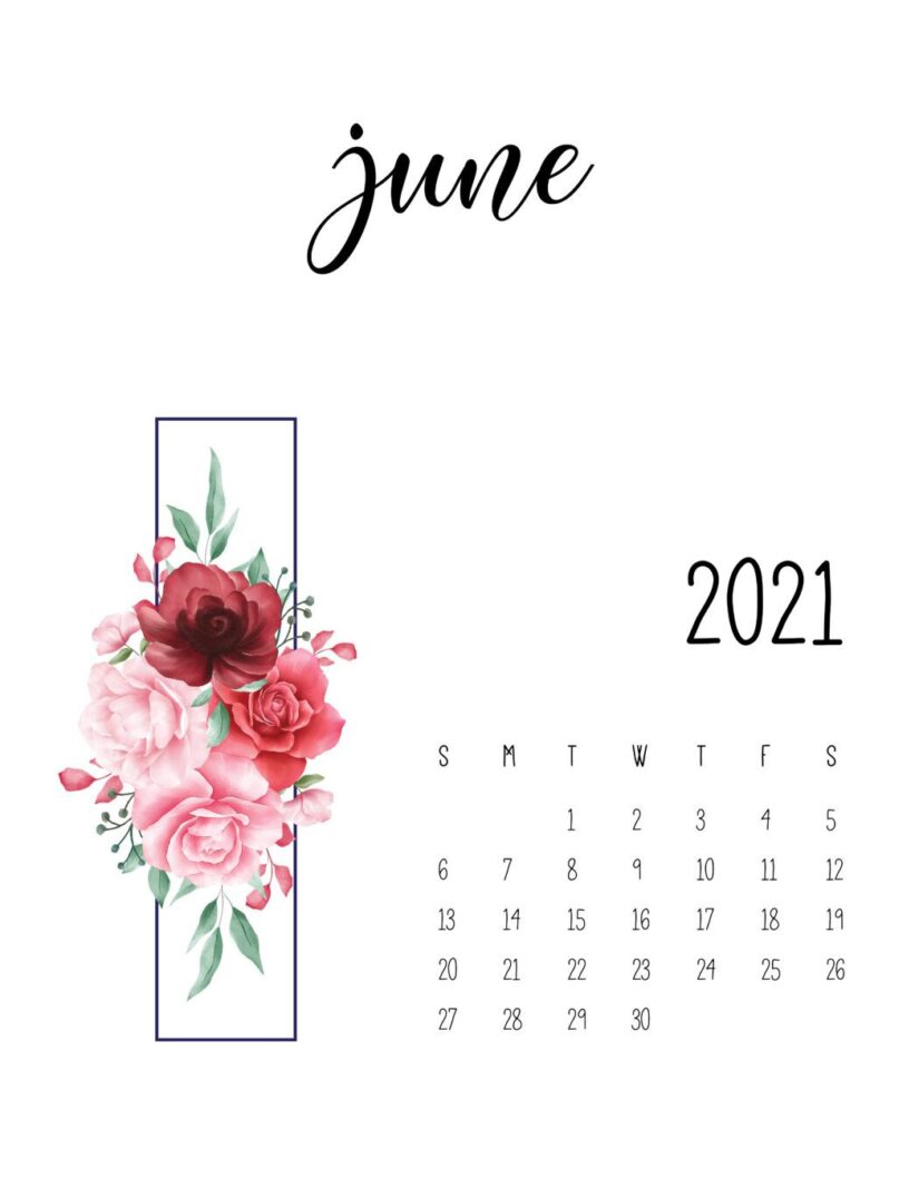 red june 2021 calendar
