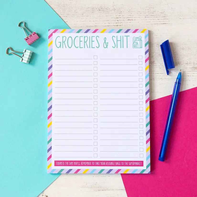shopping list notepad a5 groceries