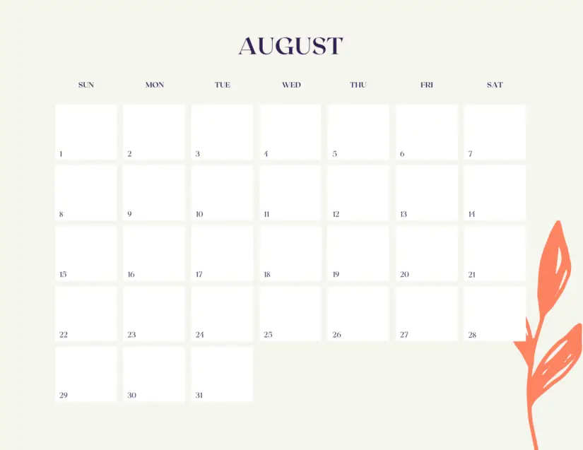 abstract august 2021 calendar