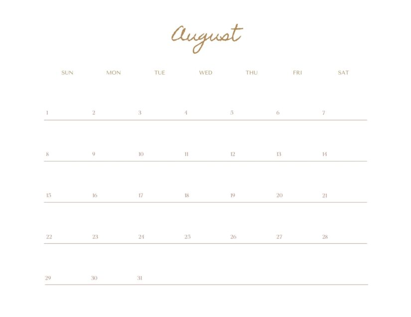 clean august 2021 calendar