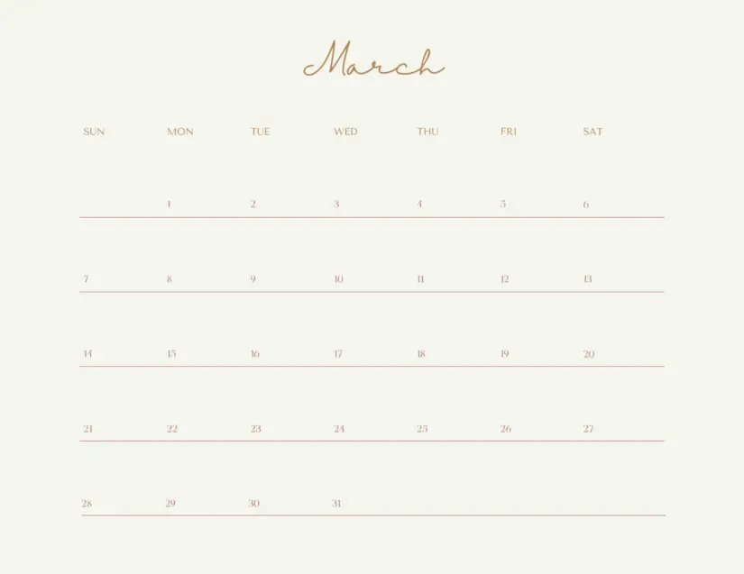 elegantmarch 2021 calendar