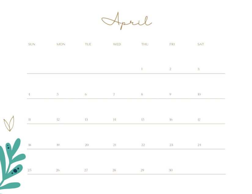 floral april 2021 calendar