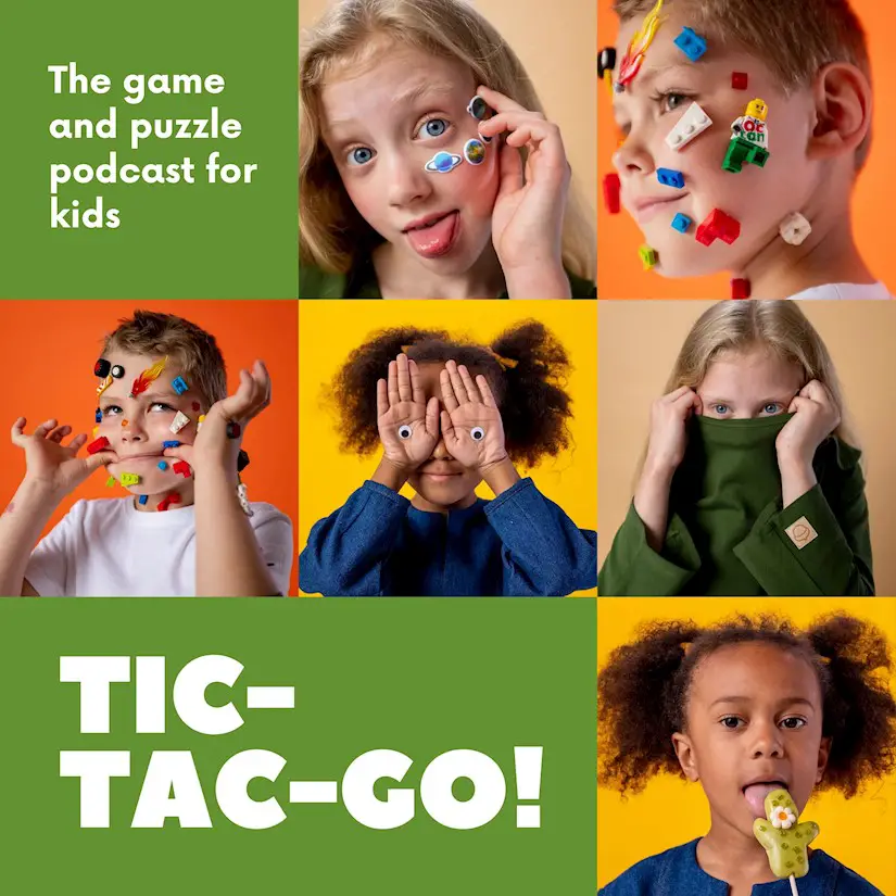 green yellow and orange photo kids family podcast cover
