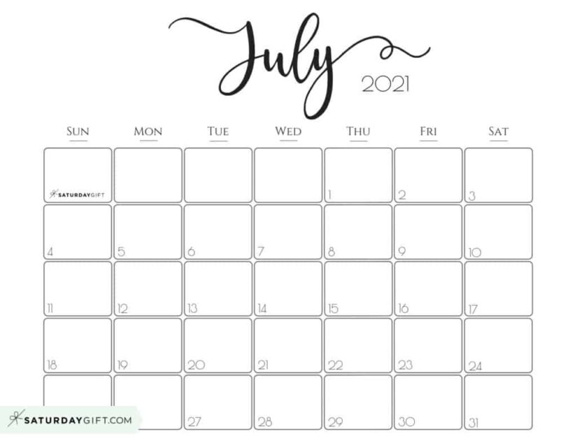 30 Free Printable July 2021 Calendars with Holidays ...