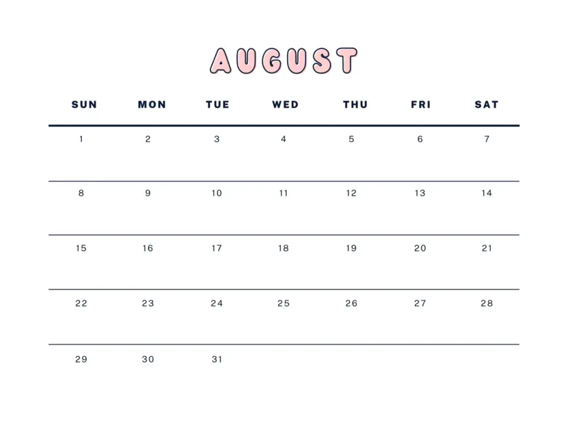 kids august 2021 calendar