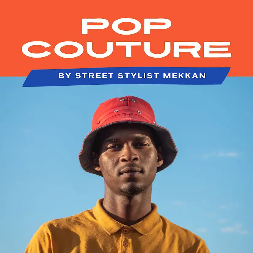 orange and blue man portraits arts culture podcast cover
