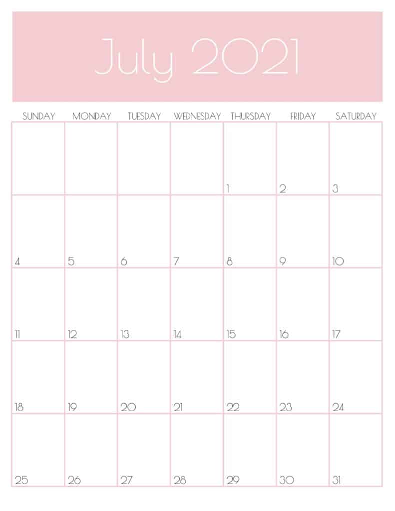 Small July 2021 Calendar Printable July 2021 Calendar Template PDF