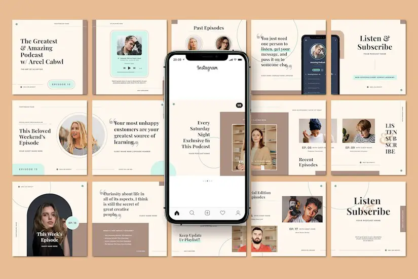 podcast carousel instagram template