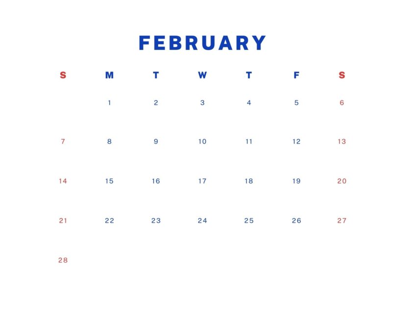 simple february calendar 2021