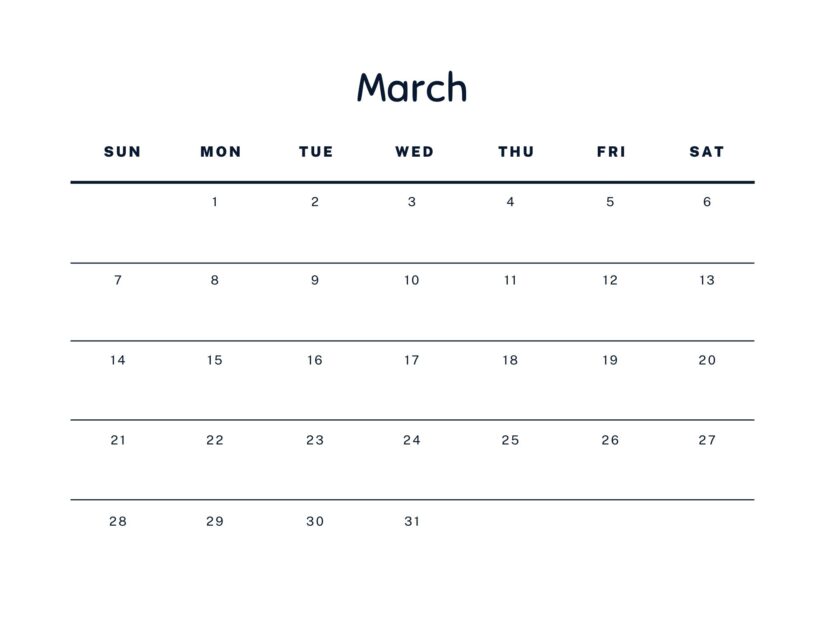 simplemarch 2021 calendar