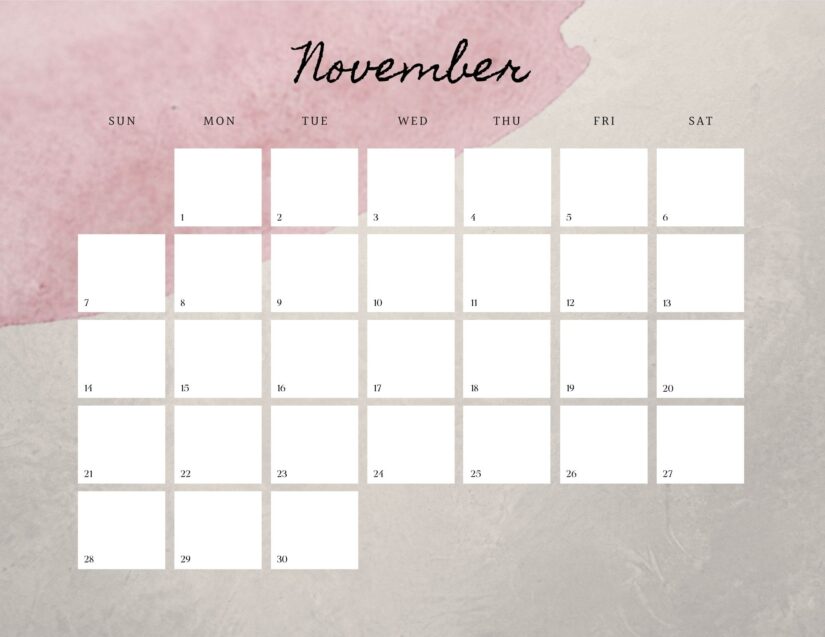 abstract november calendar 2021 canva editable