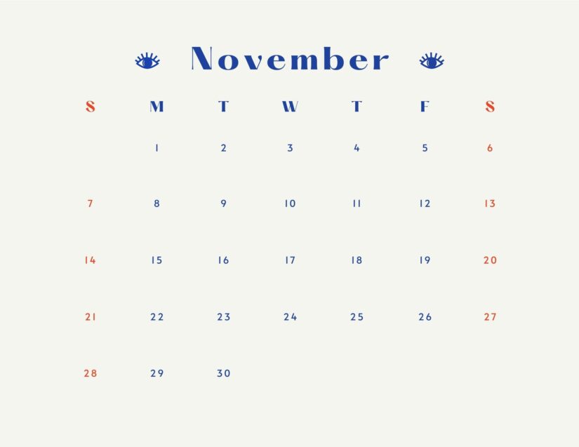 botanics november calendar 2021 canva editable
