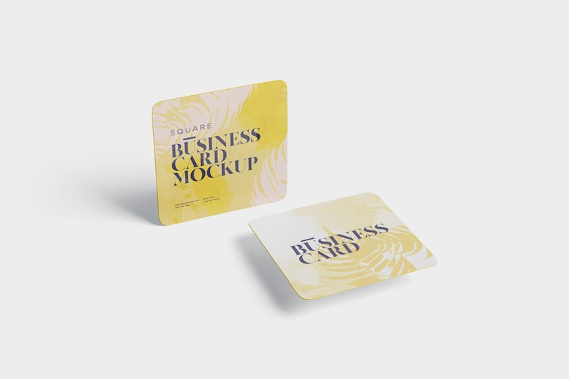 business card mockup square round