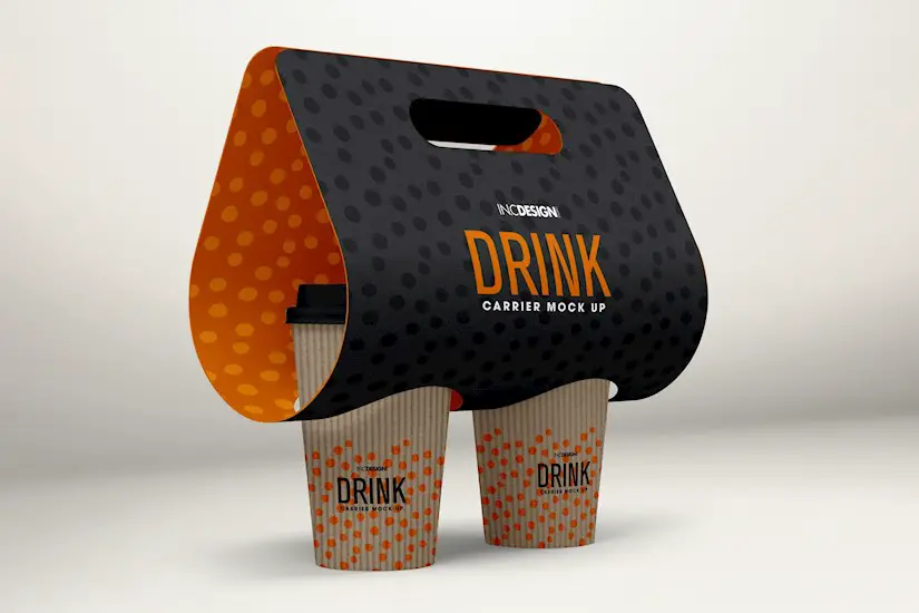 coffee drink take out carrier mockup