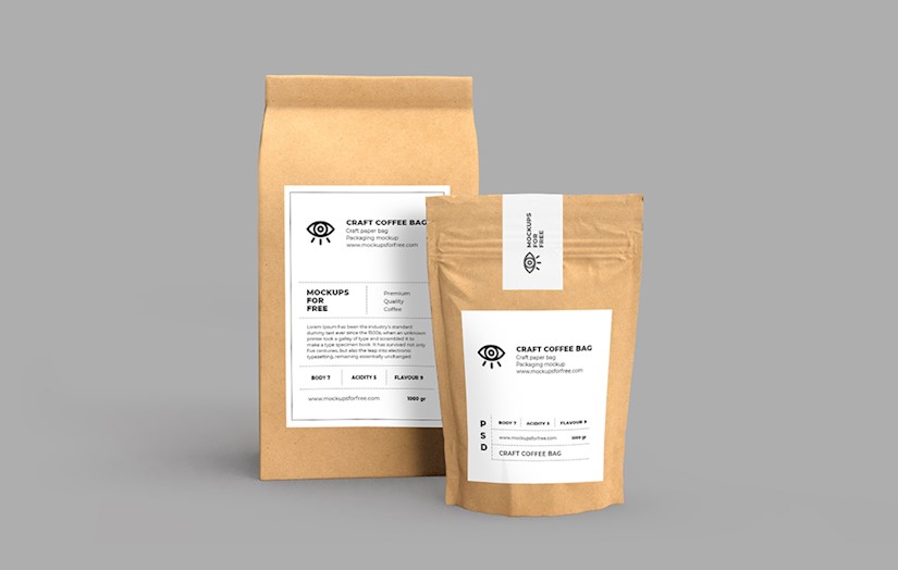 craft paper bags mockup