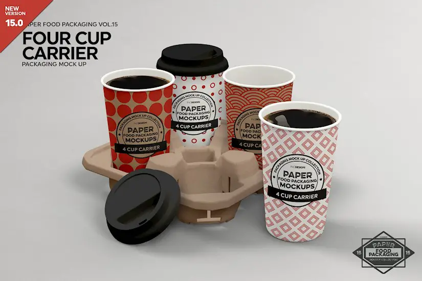 cup carrier packaging mockup