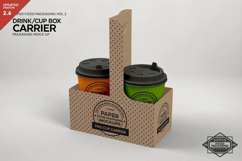 drink cup carrier packaging mockup