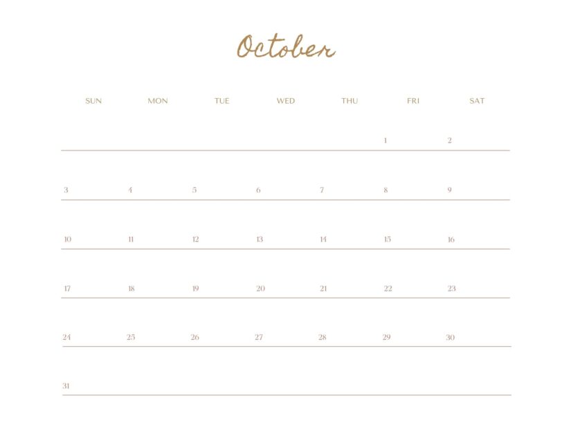 elegant october calendar 2021 canva editable