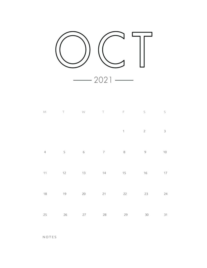free october 2021 calendar printable