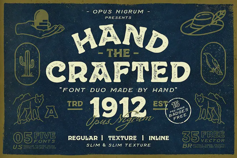hand crafted font duo extras