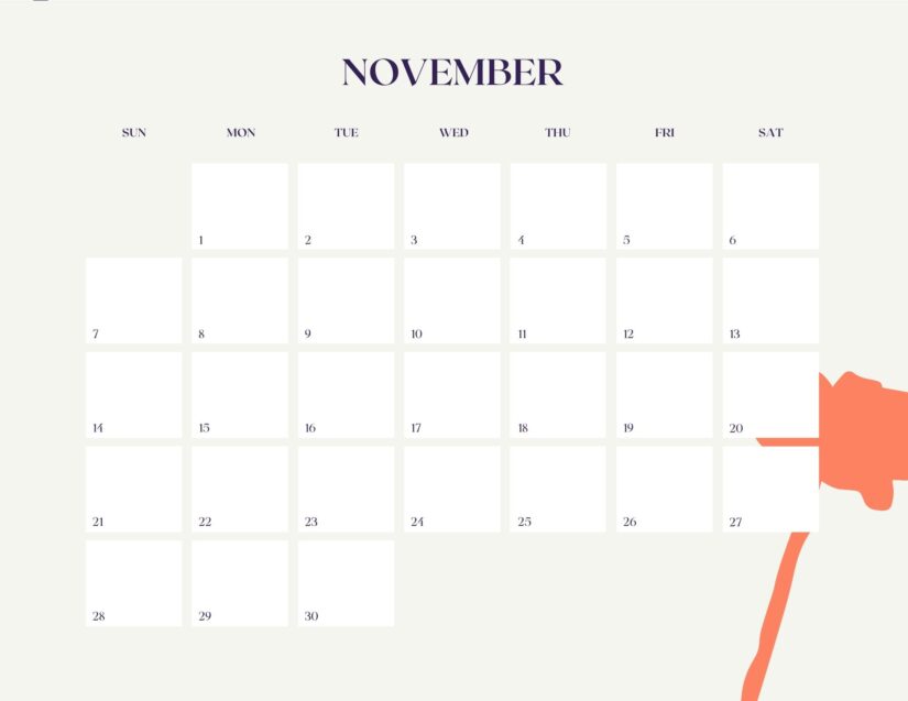 nice november calendar 2021 canva editable