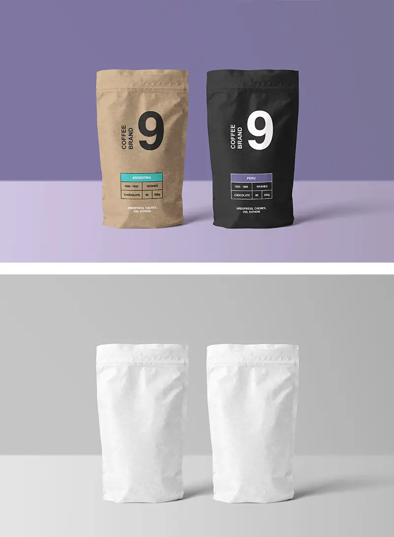 paper coffee bag mockup