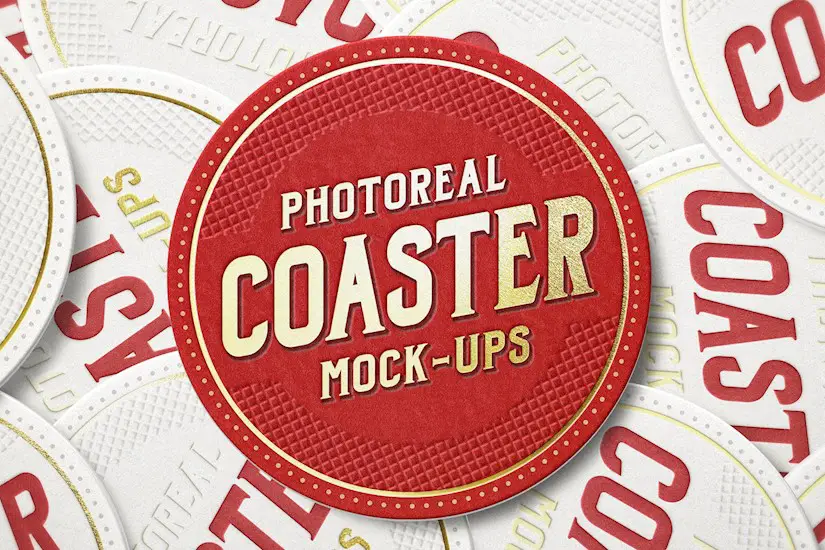 photoreal coaster mockup bundle logo