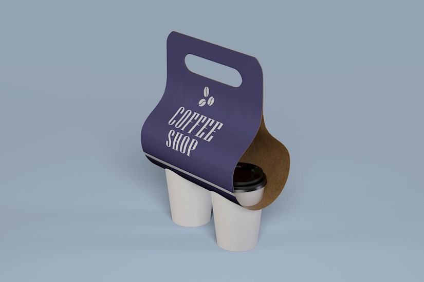 take away coffee holder mockup