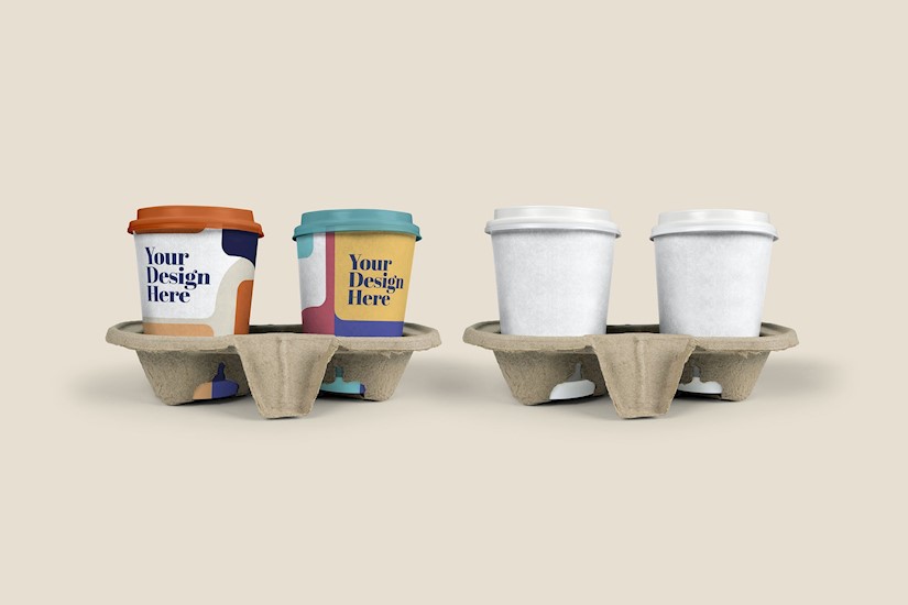takeout cup coffee in holder mockup