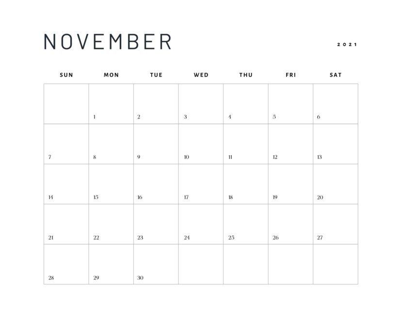 42 Free Printable November 2021 Calendars for USA (Updated) - Onedesblog