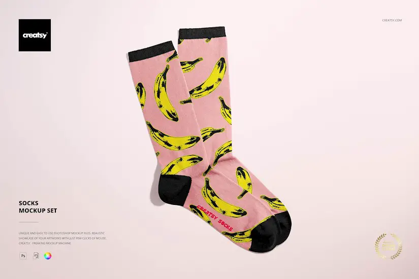 banana socks mockup set