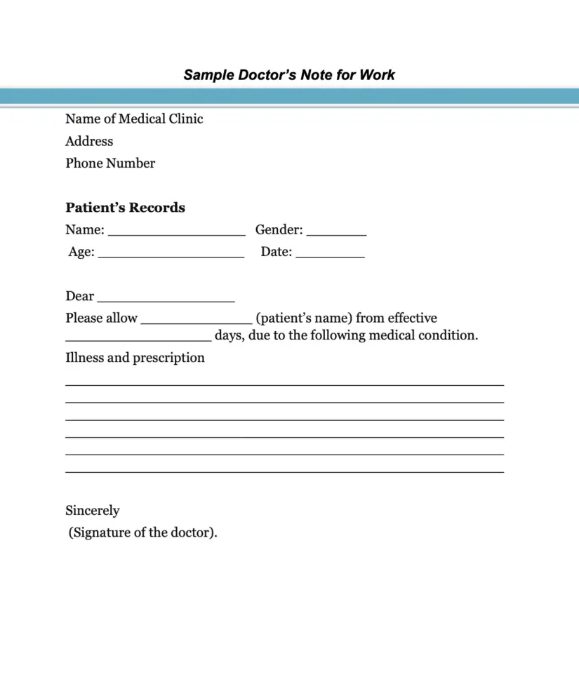 blue line doctors note template