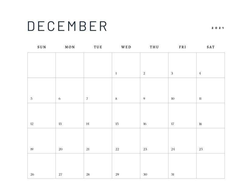 42 Free Printable December Calendars for Your Office
