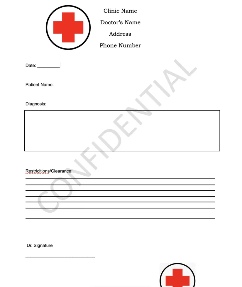 confidential doctors note template