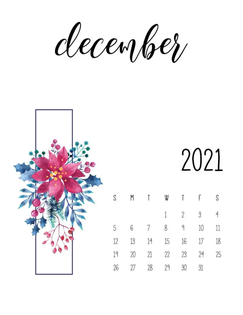 floral 2021 calendar printable