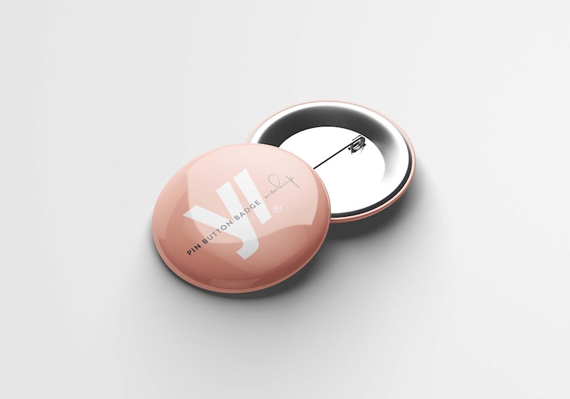 free realistic pin button badge mockup psd