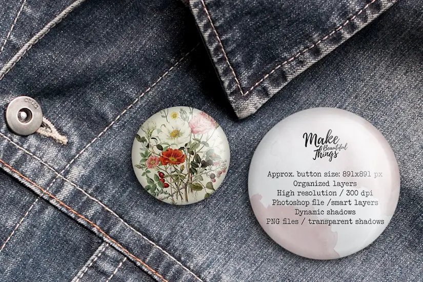 isolated pin button mockup