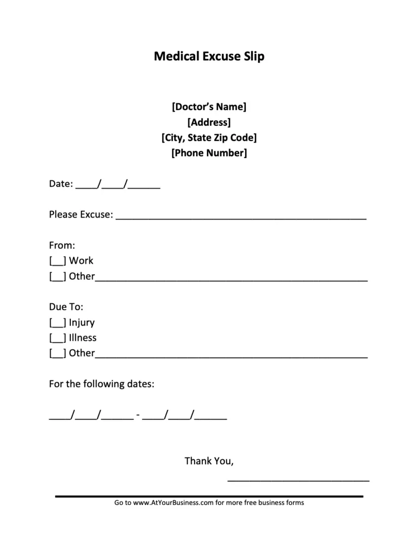 Free Fake Doctors Note Template Download