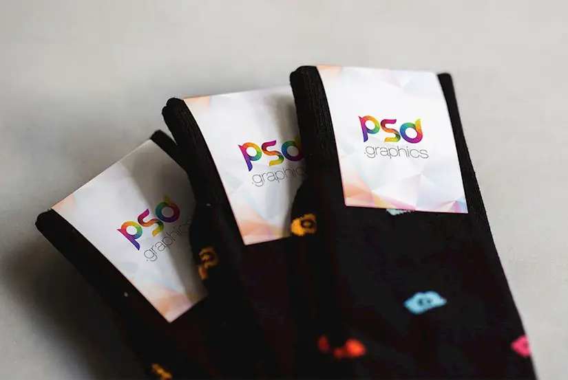 sock label mockup free psd