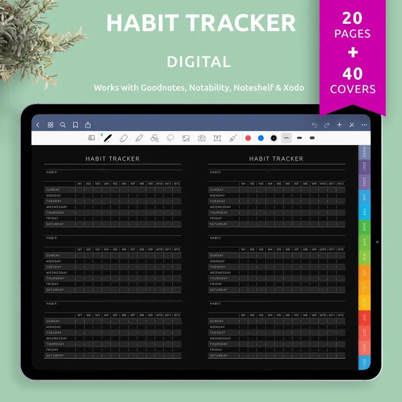 habit tracker digital for goodnotes